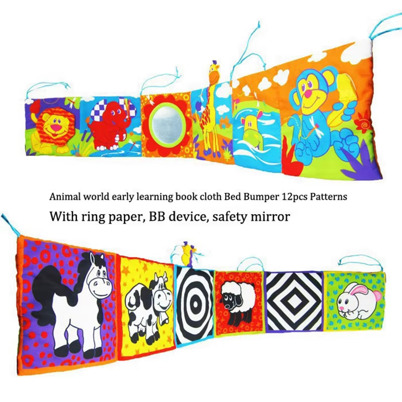 Newborn Sensory Toys for Babies Educational Baby Book Crib Toys Black White Baby Toys Animal Cloth Book Baby Toys 0 12 Months
