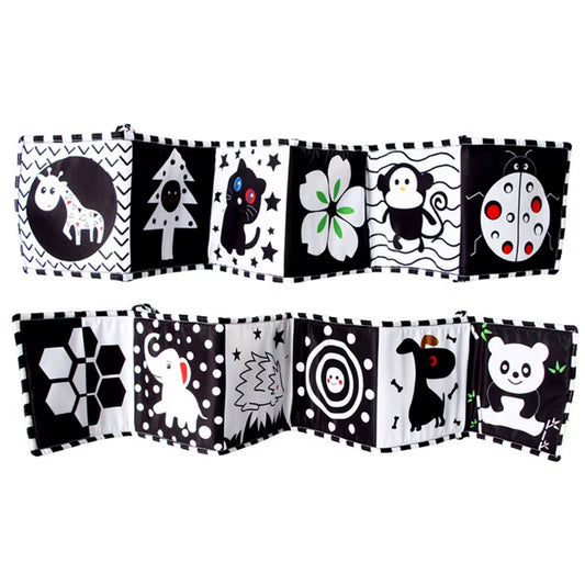 Newborn Sensory Toys for Babies Educational Baby Book Crib Toys Black White Baby Toys Animal Cloth Book Baby Toys 0 12 Months