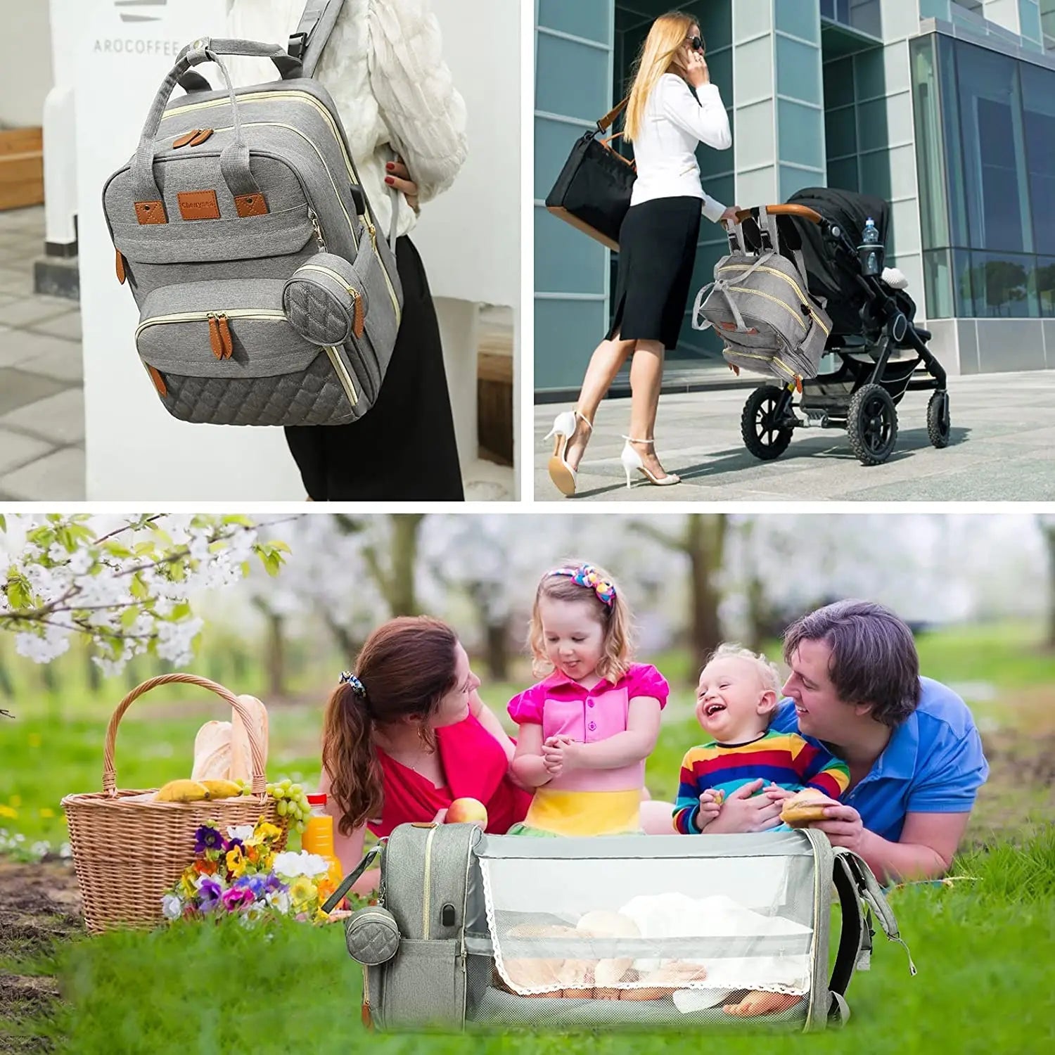 HOMERRY™ Backpack Changing Pad for Diapers and Crib 3 in 1