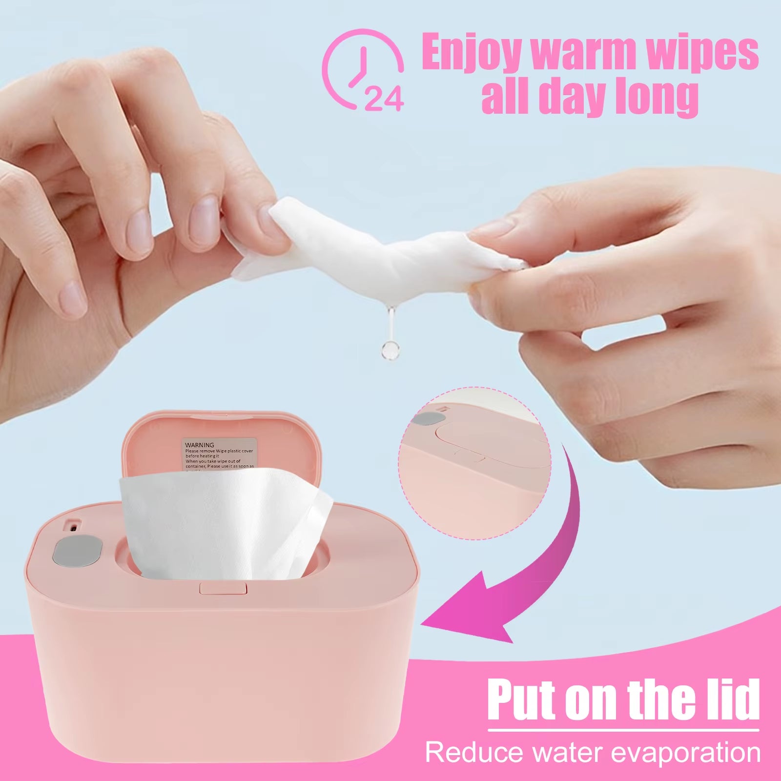 Baby Wipe Warmer Thermostat Baby Wipe Heater Even Heating Wet Wipes Warmer Portable Baby Wipes Dispenser Warmer Prevent Dry USB