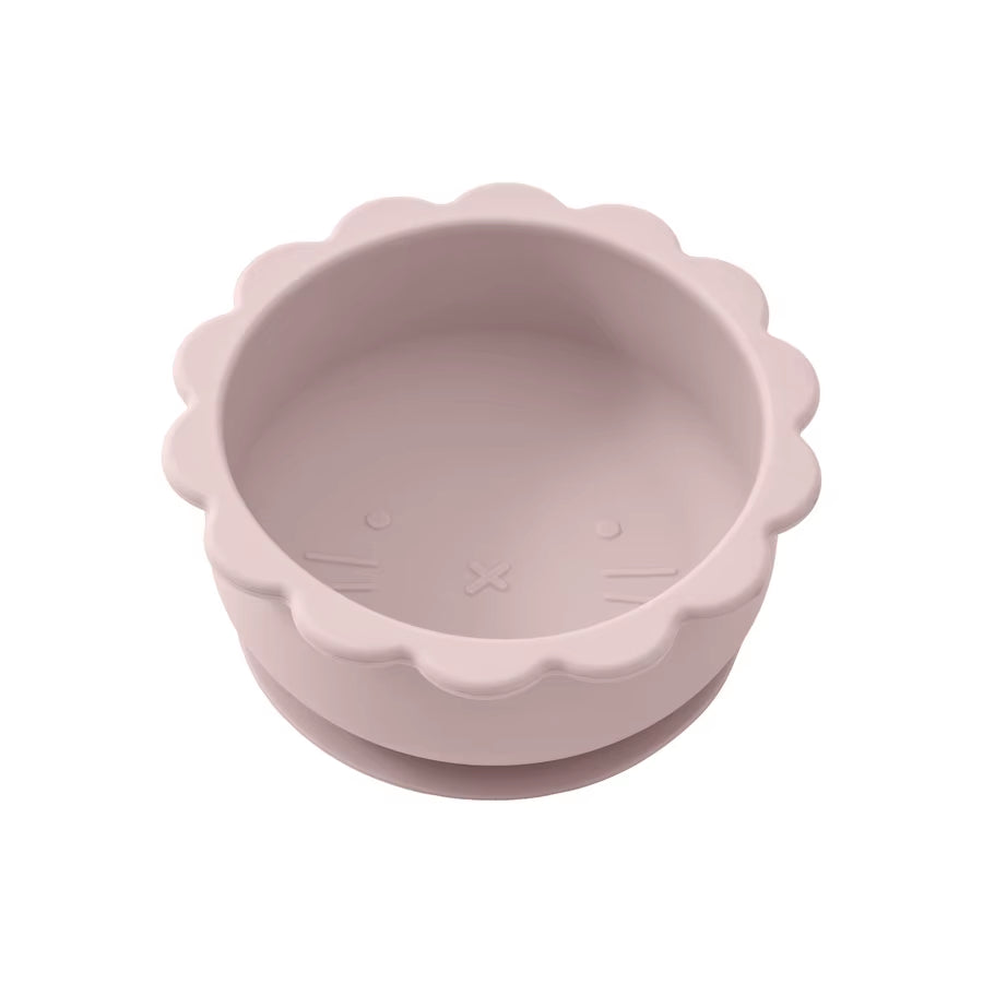1PC Baby Silicone Bowl Cute Cartoon Lion Shape Baby Tableware Solid Color Baby Food Storage BPA Free Suction Baby Meal Tray