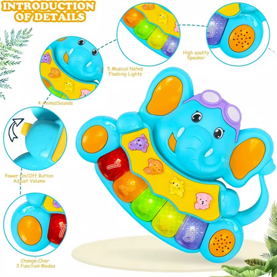 Baby Piano Toys, Elephant Music Baby Toys 18 Months Early Learning Educational Piano Keyboard Baby Toys for Baby Girls Piano Toy