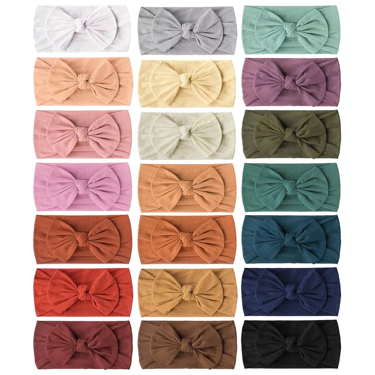 21PCS Baby Nylon Headbands Hairbands Hair Bow Elastics for Baby Girls Infant Toddlers