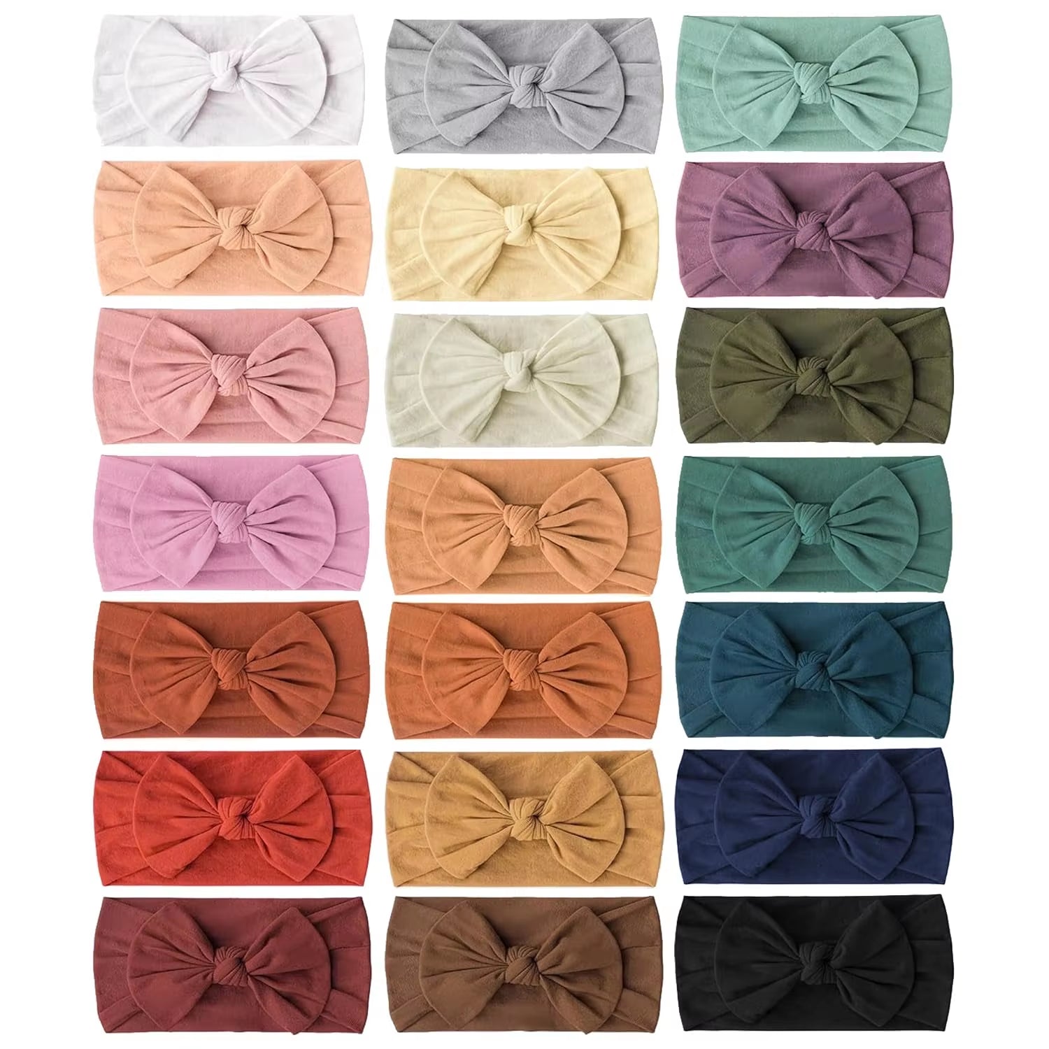 21PCS Baby Nylon Headbands Hairbands Hair Bow Elastics for Baby Girls Infant Toddlers