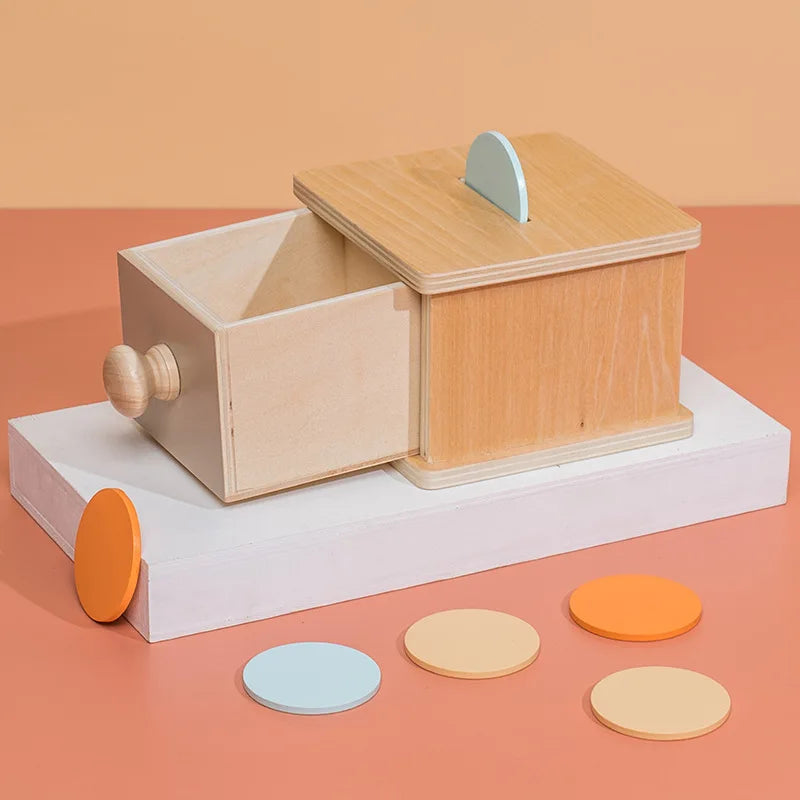 Montessori Toys Wooden Toys Object Permanence Box 5 in 1 Rainbow Spinning Drum House Preschool Ball Drop Kids Toy Shape Sorter