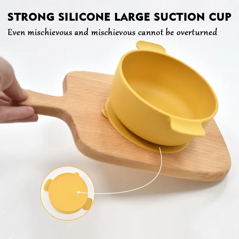 6Pcs BPA Free Silicone Feeding Set Sucker Bowl Dishes Plate Straw Cup Spoon Forks Baby Bib for Children'S Tableware Easy Clean