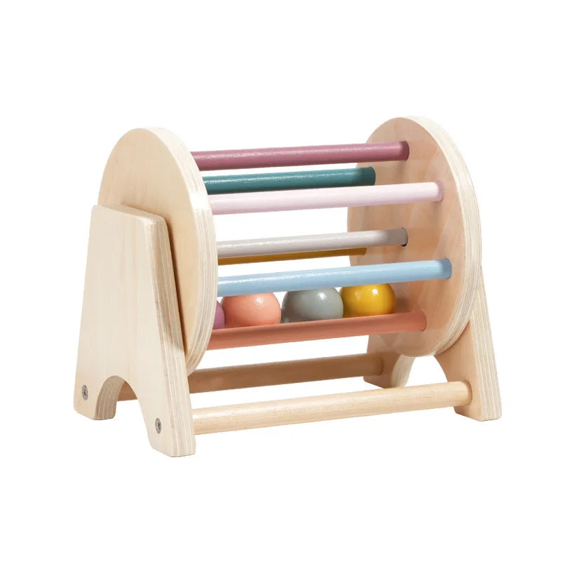 Montessori Toys Wooden Toys Object Permanence Box 5 in 1 Rainbow Spinning Drum House Preschool Ball Drop Kids Toy Shape Sorter