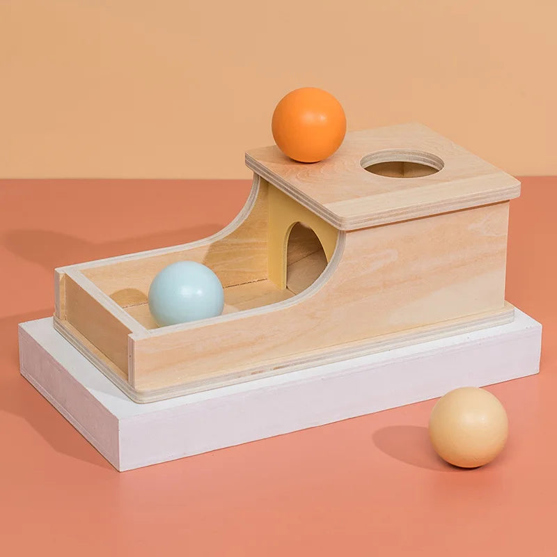 Montessori Toys Wooden Toys Object Permanence Box 5 in 1 Rainbow Spinning Drum House Preschool Ball Drop Kids Toy Shape Sorter
