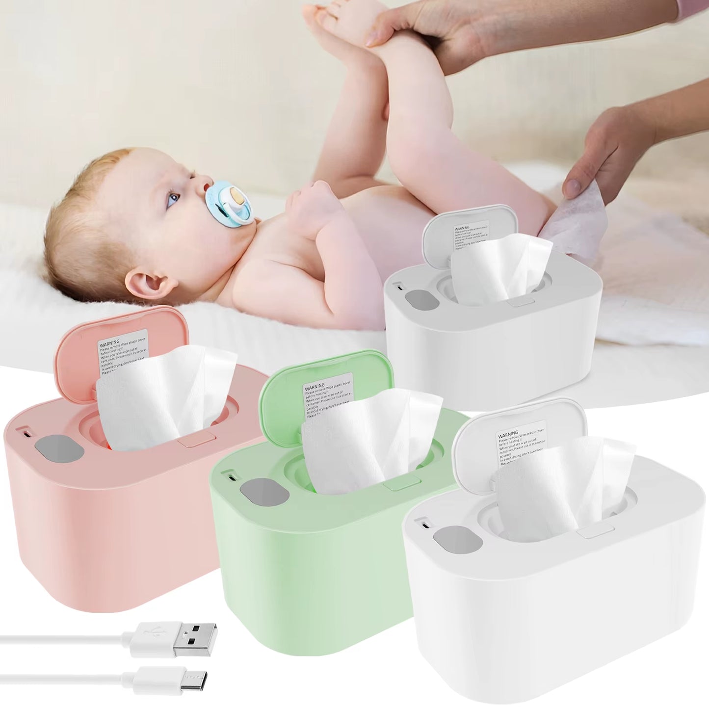 Baby Wipe Warmer Thermostat Baby Wipe Heater Even Heating Wet Wipes Warmer Portable Baby Wipes Dispenser Warmer Prevent Dry USB