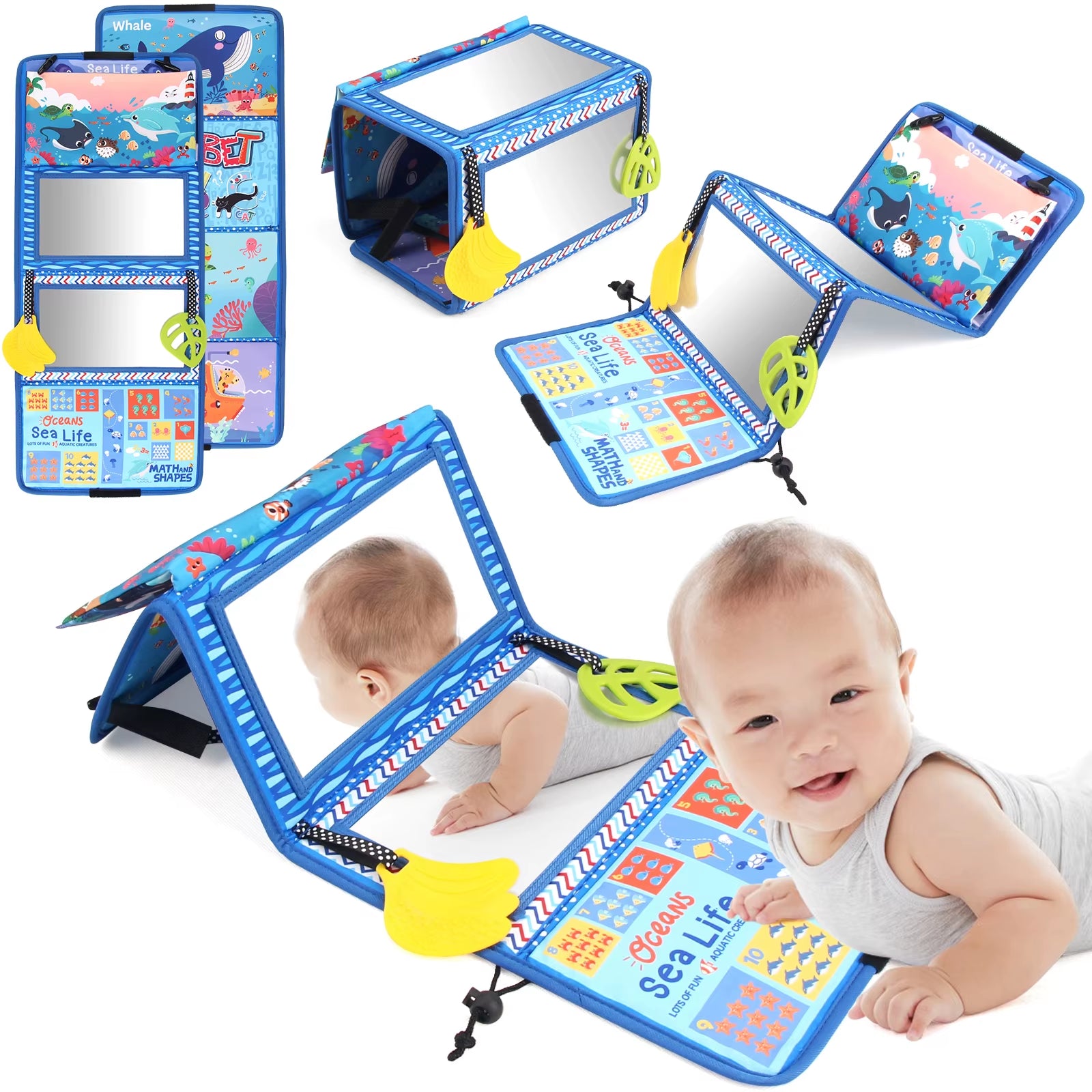 Black and White Baby Floor Mirror Tummy Time Sensory Toys 6-24 Months Baby Toys Montessori Toys Crawling Development Baby Toys