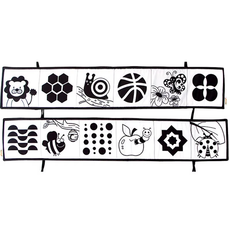 Newborn Sensory Toys for Babies Educational Baby Book Crib Toys Black White Baby Toys Animal Cloth Book Baby Toys 0 12 Months