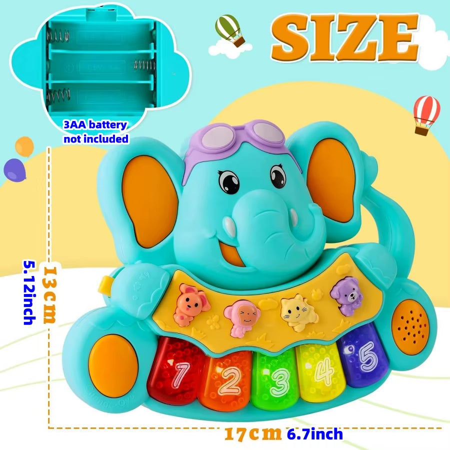 Baby Piano Toys, Elephant Music Baby Toys 18 Months Early Learning Educational Piano Keyboard Baby Toys for Baby Girls Piano Toy