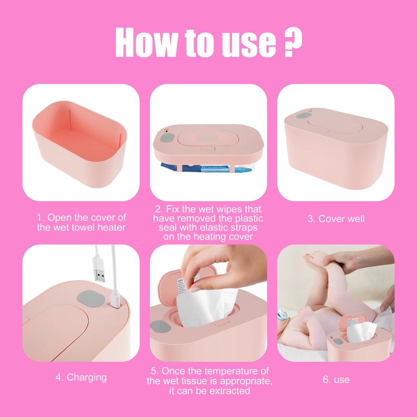 Baby Wipe Warmer Thermostat Baby Wipe Heater Even Heating Wet Wipes Warmer Portable Baby Wipes Dispenser Warmer Prevent Dry USB
