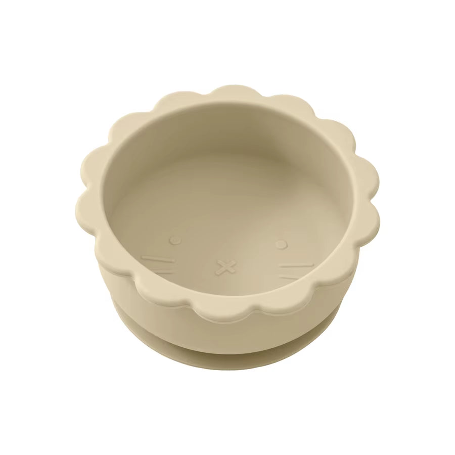 1PC Baby Silicone Bowl Cute Cartoon Lion Shape Baby Tableware Solid Color Baby Food Storage BPA Free Suction Baby Meal Tray