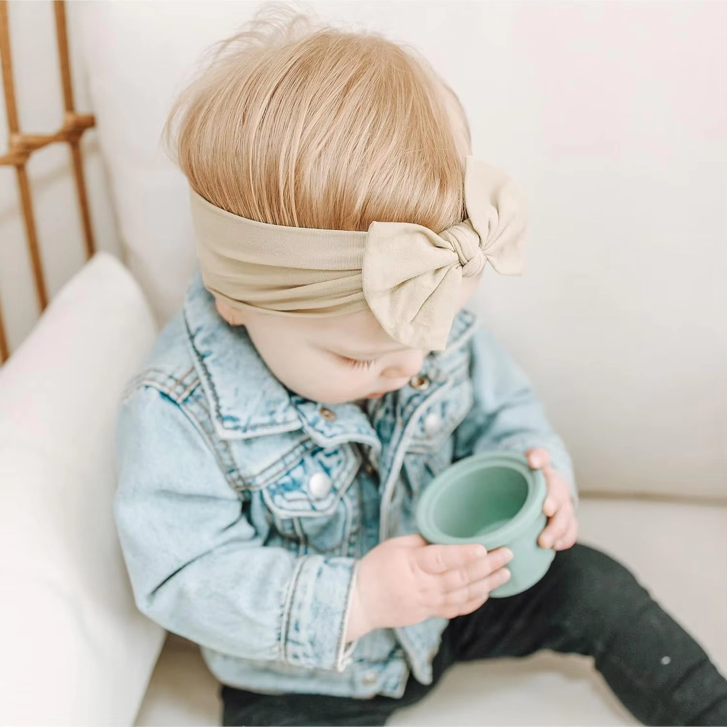21PCS Baby Nylon Headbands Hairbands Hair Bow Elastics for Baby Girls Infant Toddlers