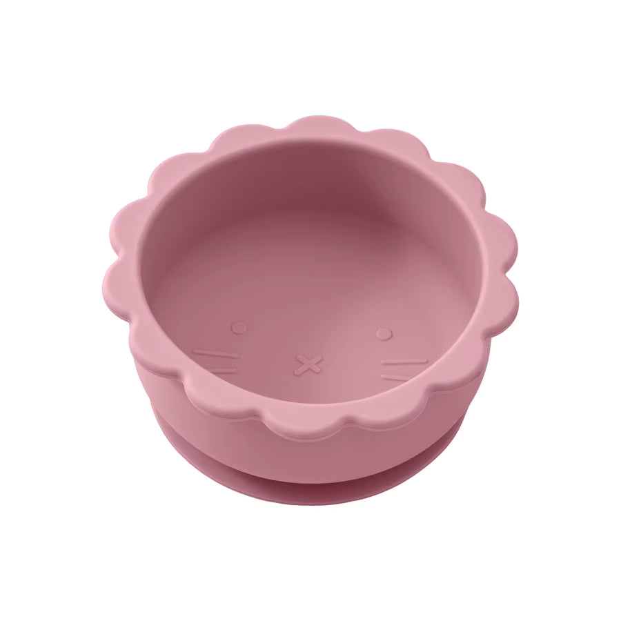 1PC Baby Silicone Bowl Cute Cartoon Lion Shape Baby Tableware Solid Color Baby Food Storage BPA Free Suction Baby Meal Tray