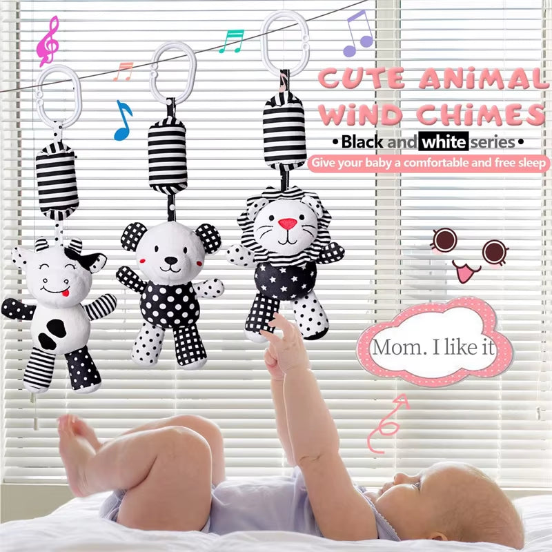 Newborn Sensory Toys for Babies Educational Baby Book Crib Toys Black White Baby Toys Animal Cloth Book Baby Toys 0 12 Months