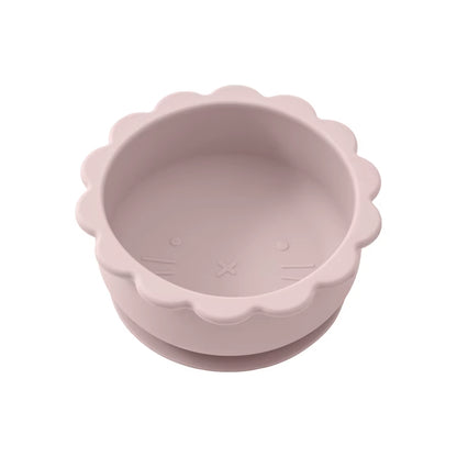 1PC Baby Silicone Bowl Cute Cartoon Lion Shape Baby Tableware Solid Color Baby Food Storage BPA Free Suction Baby Meal Tray