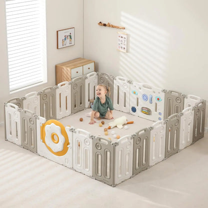 Foldable Playpen for Babies and Toddlers, Portable Kids Play Yards with Safety Gate, 14/18/22 Panels