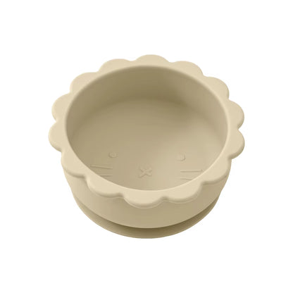 1PC Baby Silicone Bowl Cute Cartoon Lion Shape Baby Tableware Solid Color Baby Food Storage BPA Free Suction Baby Meal Tray