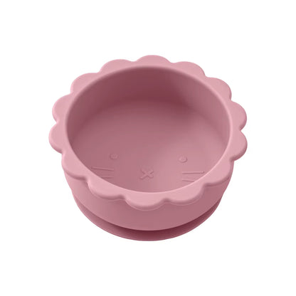 1PC Baby Silicone Bowl Cute Cartoon Lion Shape Baby Tableware Solid Color Baby Food Storage BPA Free Suction Baby Meal Tray